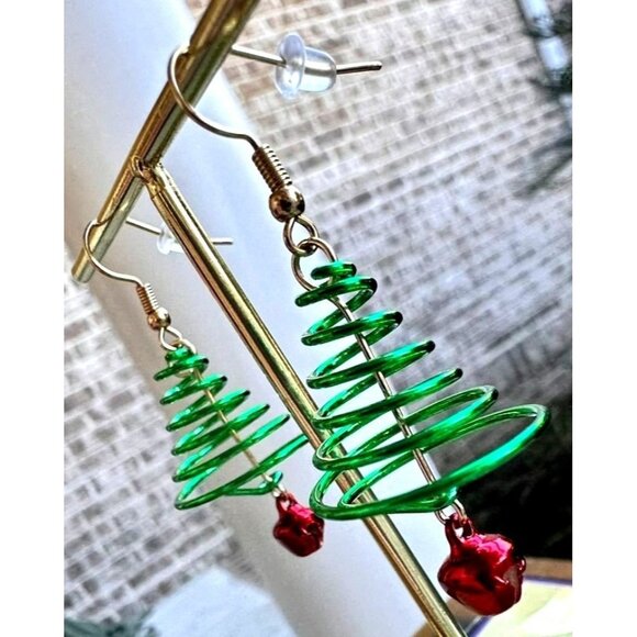 Christmas Tree Earrings Jingle Bells New Dangle Hooks Festive Holiday Pa… - Picture 7 of 12